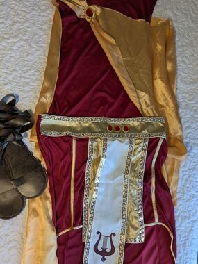 Maroon and Gold Roman Gladiator Costume Dress